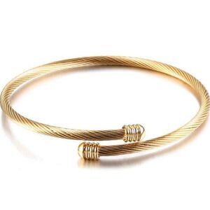 Jude Jewelers Stainless Steel Cable Wire Open Cuff Adjustable Size Bangle
